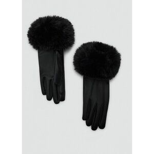 MANGO - Combined hair gloves black - S - Woman